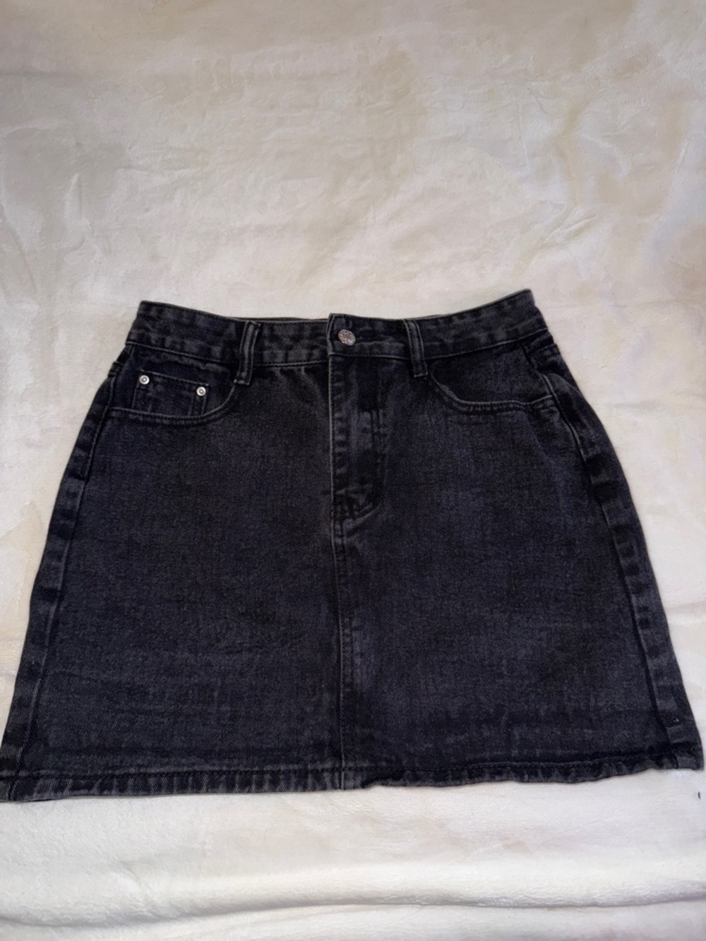 Classic Black Denim A-Line Skirt